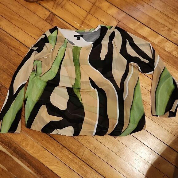 5/$15 Alfani women's large green swirl lightweight lined blouse - Picture 1 of 7